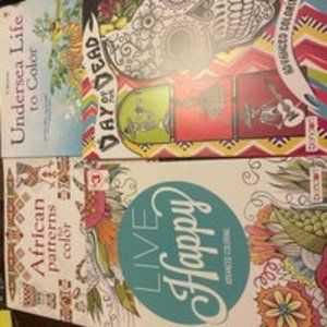 4 adult coloring books--usborne books
